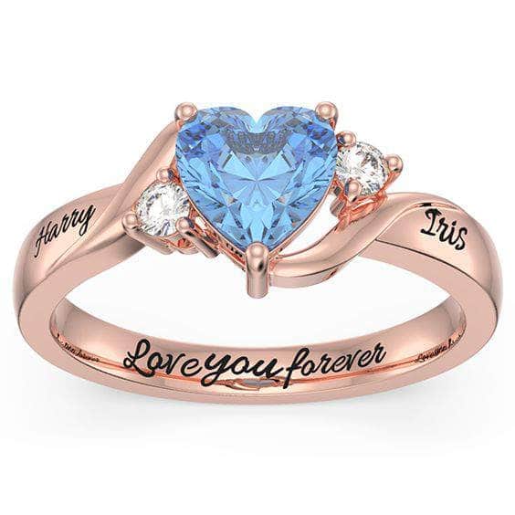 custom Rings Yellow Gold Personalized Heart Stone Promise Ring x