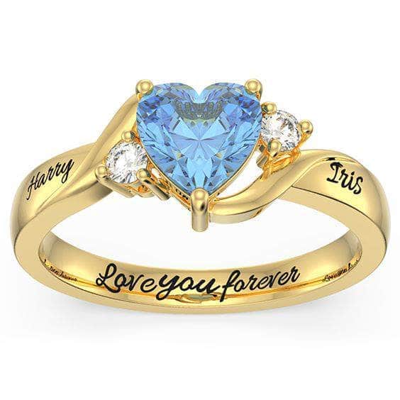 custom Rings Yellow Gold Personalized Heart Stone Promise Ring x