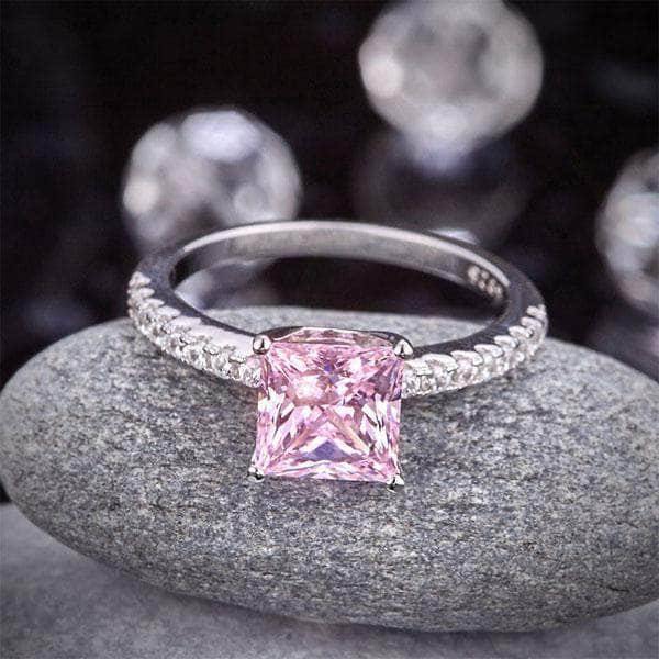 Delivery time 10 days Rings Silver Rings | Sterling Silver Pink 1.5 Ct