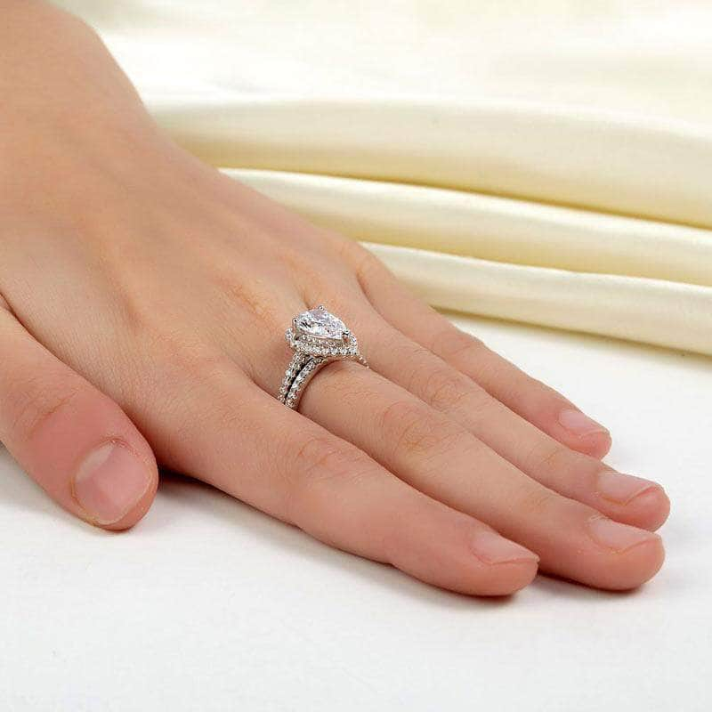 Delivery time 10 days Rings Sterling Silver 2 Pear Clear Ring