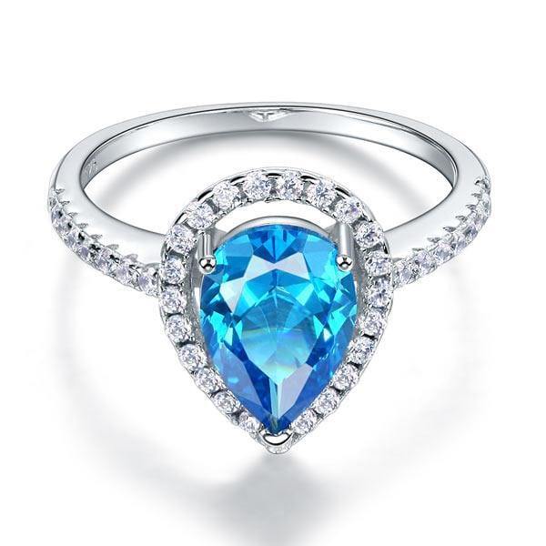 Delivery time 10 days Rings Sterling Silver Pear Blue ring