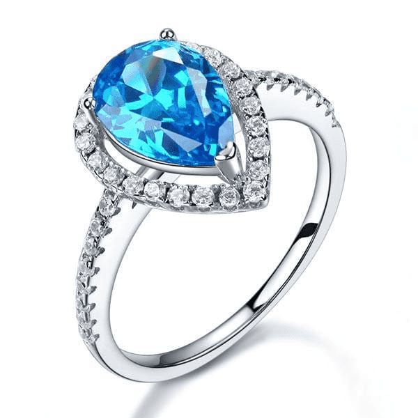 Delivery time 10 days Rings Sterling Silver Pear Blue ring