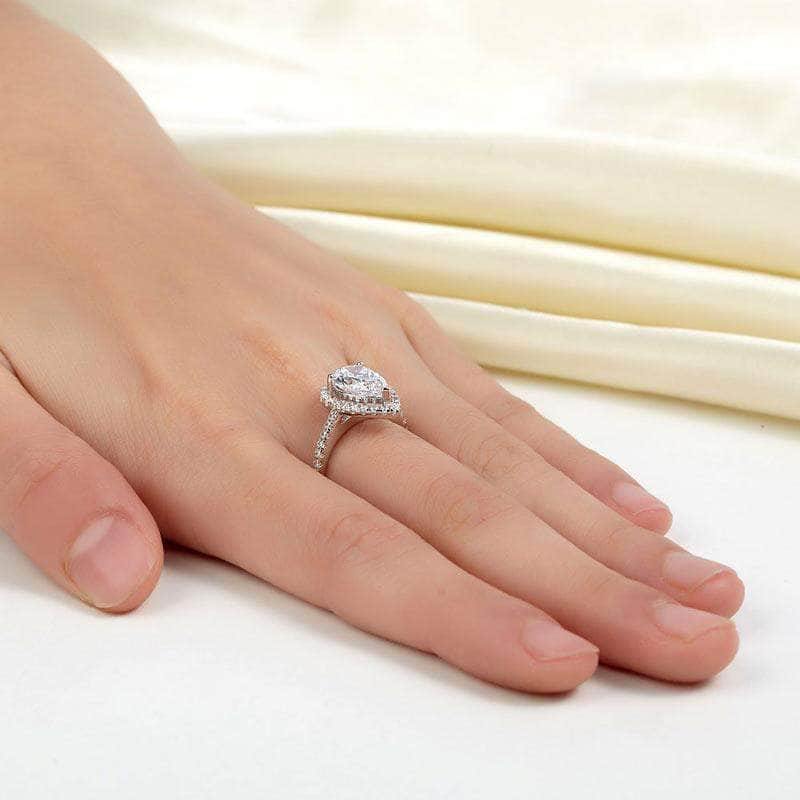 Delivery time 10 days Rings Sterling Silver Pear Clear Ring