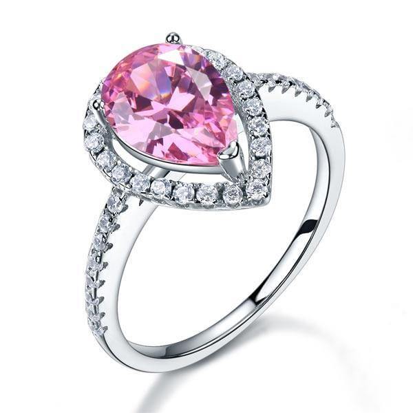 Delivery time 10 days Rings Sterling Silver Pear Pink Ring
