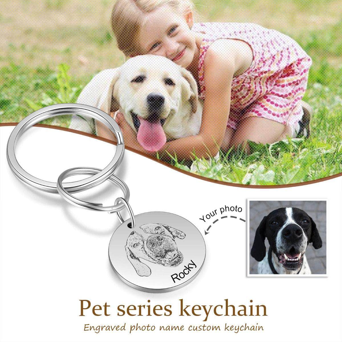 JEWEL AUS Keychains 1 Name Photo Custom Pet Key Chain