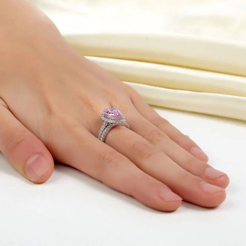 JEWEL AUS Rings Sterling Silver 2 CT Pink Pear Ring