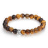 jewelaus Bracelet 19.5 cm / 1 / White Gold Plated Natural Stone Bracelets-Tiger Eye Stone