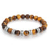 jewelaus Bracelet 19.5 cm / 5 / White Gold Plated Natural Stone Bracelets-Tiger Eye Stone