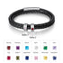 jewelaus Bracelet 19.5cm / 2 Stainless Steel Black Leather Bracelet