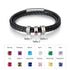 jewelaus Bracelet 19.5cm / 3 Stainless Steel Black Leather Bracelet