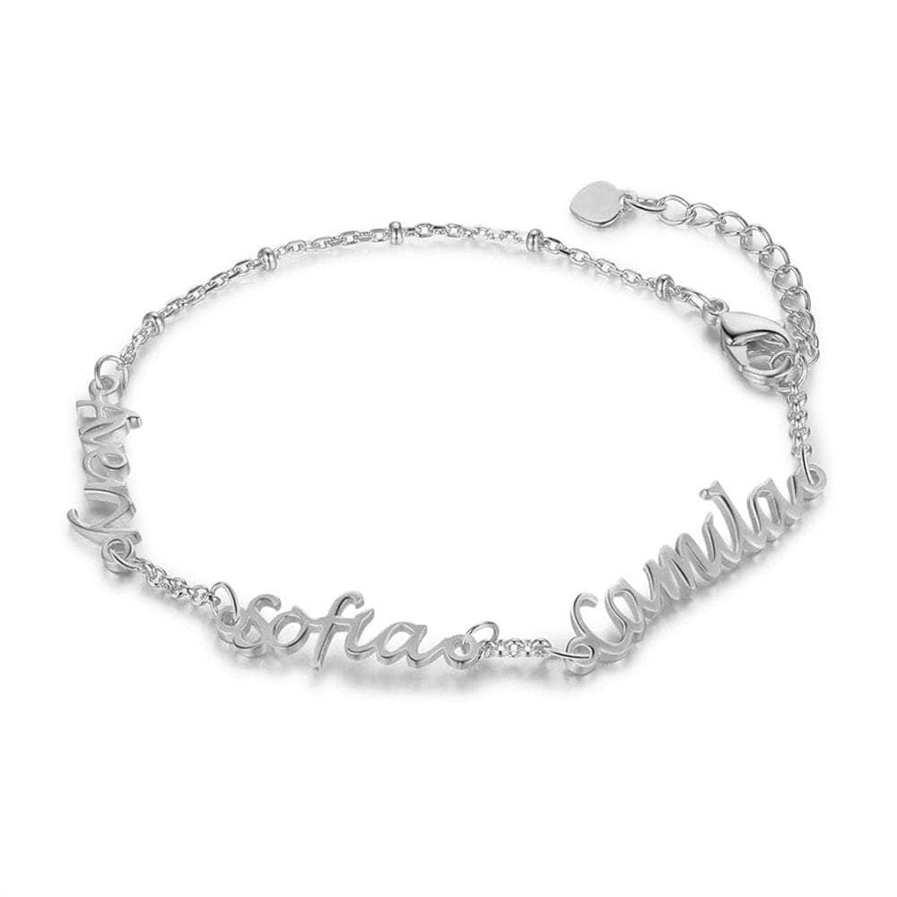 jewelaus Bracelet 925 Sterling Silver / 2 / White Gold Plated Custom Name Bracelet