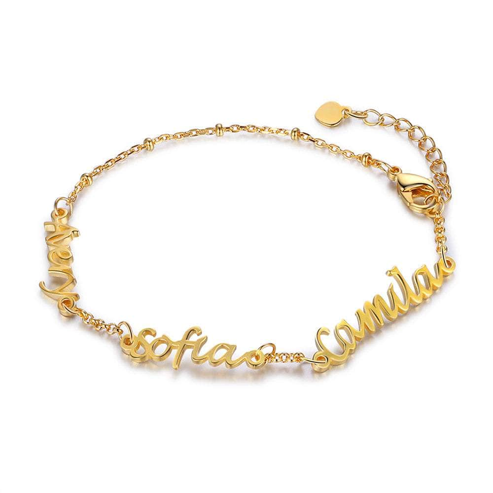 jewelaus Bracelet 925 Sterling Silver / 3 / Gold Plated Custom Name Bracelet