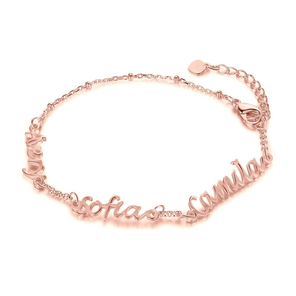 jewelaus Bracelet 925 Sterling Silver / 3 / Rose Gold Plated Custom Name Bracelet