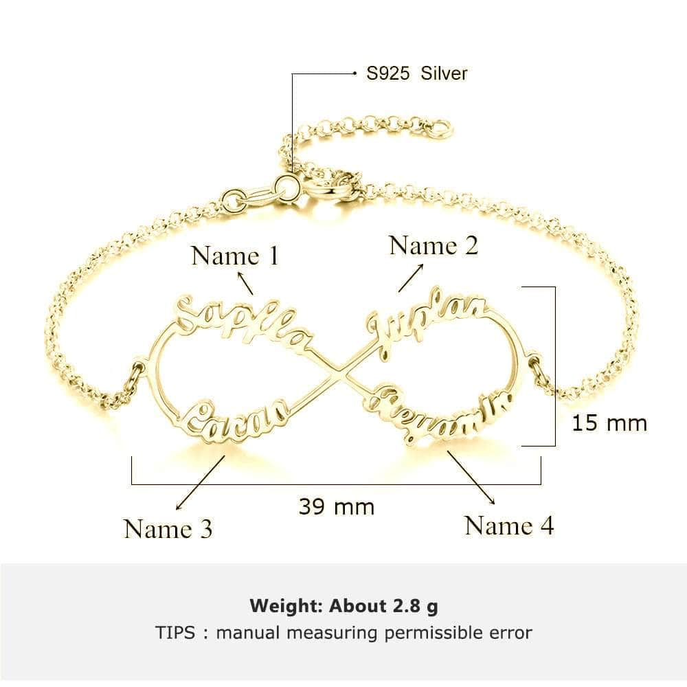 jewelaus Bracelet 925 Sterling Silver / Gold Plated Personalized name Bracelet