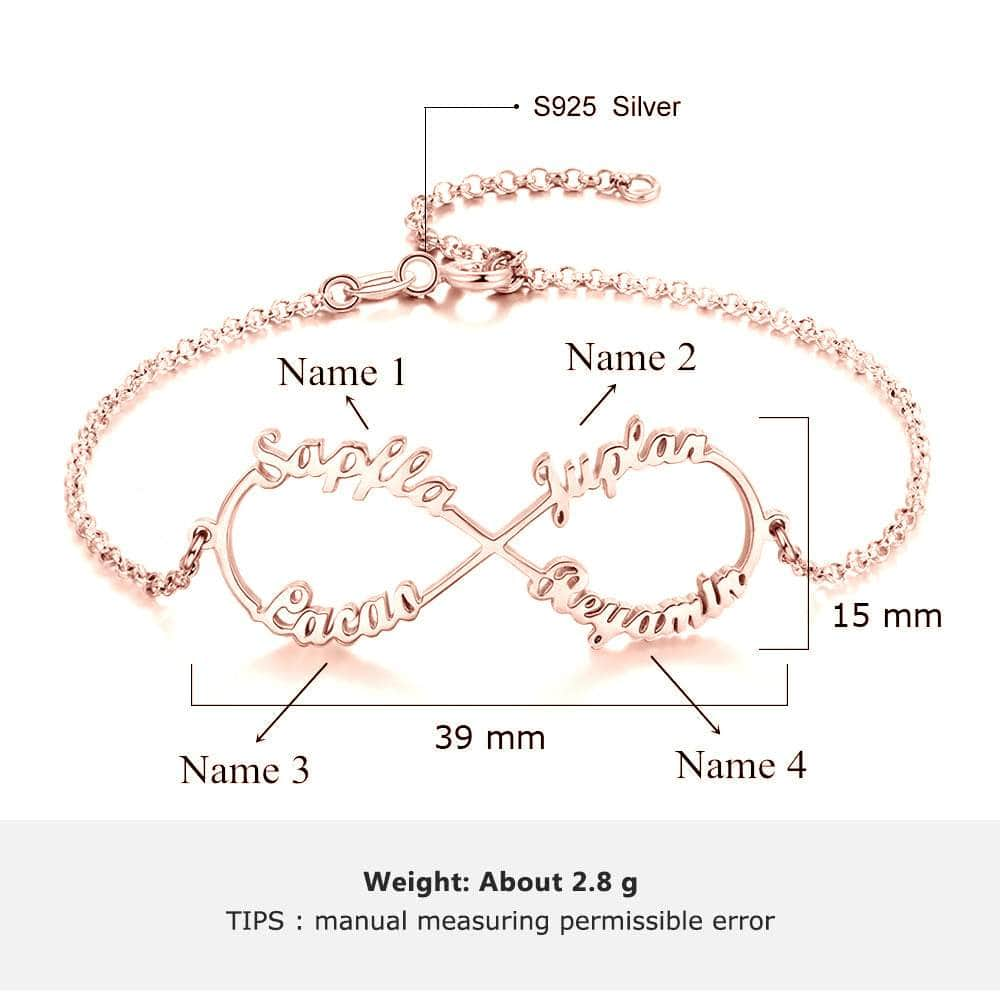 jewelaus Bracelet 925 Sterling Silver / Rose Gold Plated Personalized name Bracelet