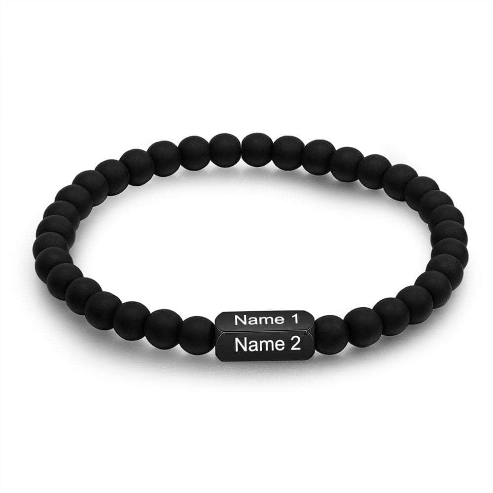 jewelaus Bracelet Custom Name Black Bead Bracelet