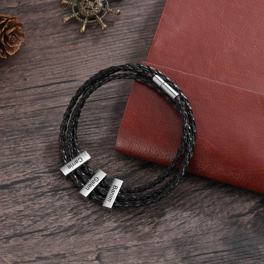 jewelaus Bracelet Square Beads Leather Bracelet