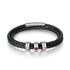 jewelaus Bracelet Stainless Steel Black Leather Bracelet