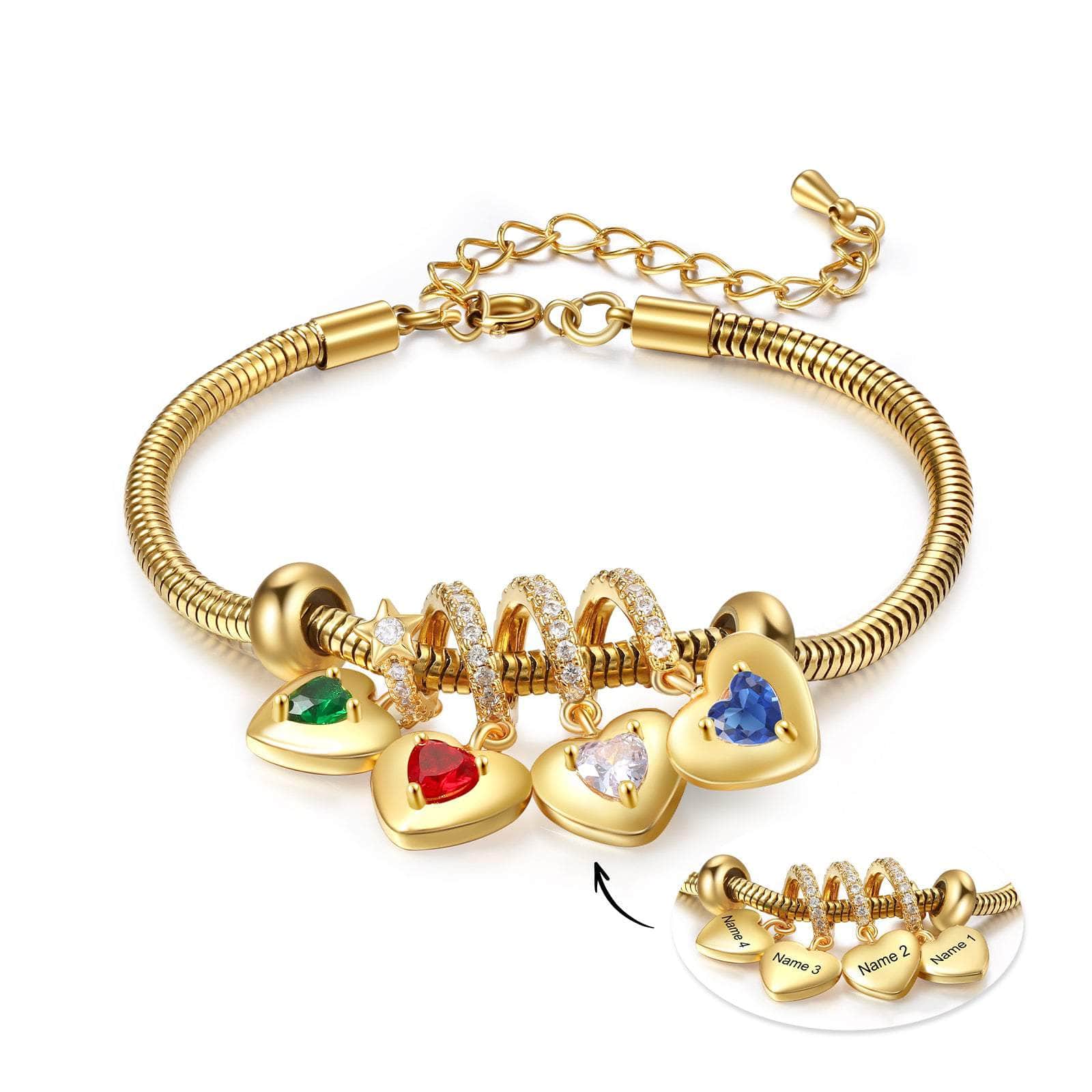 jewelaus CHARMS 4 Custom Birthstone Bracelet
