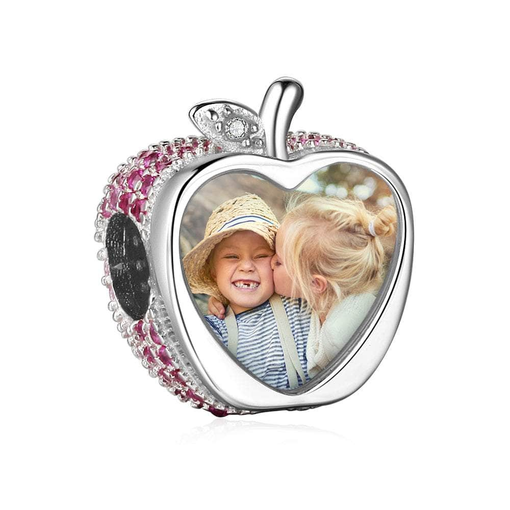 jewelaus CHARMS 925 Sterling Silver Custom Photo Apple Charm