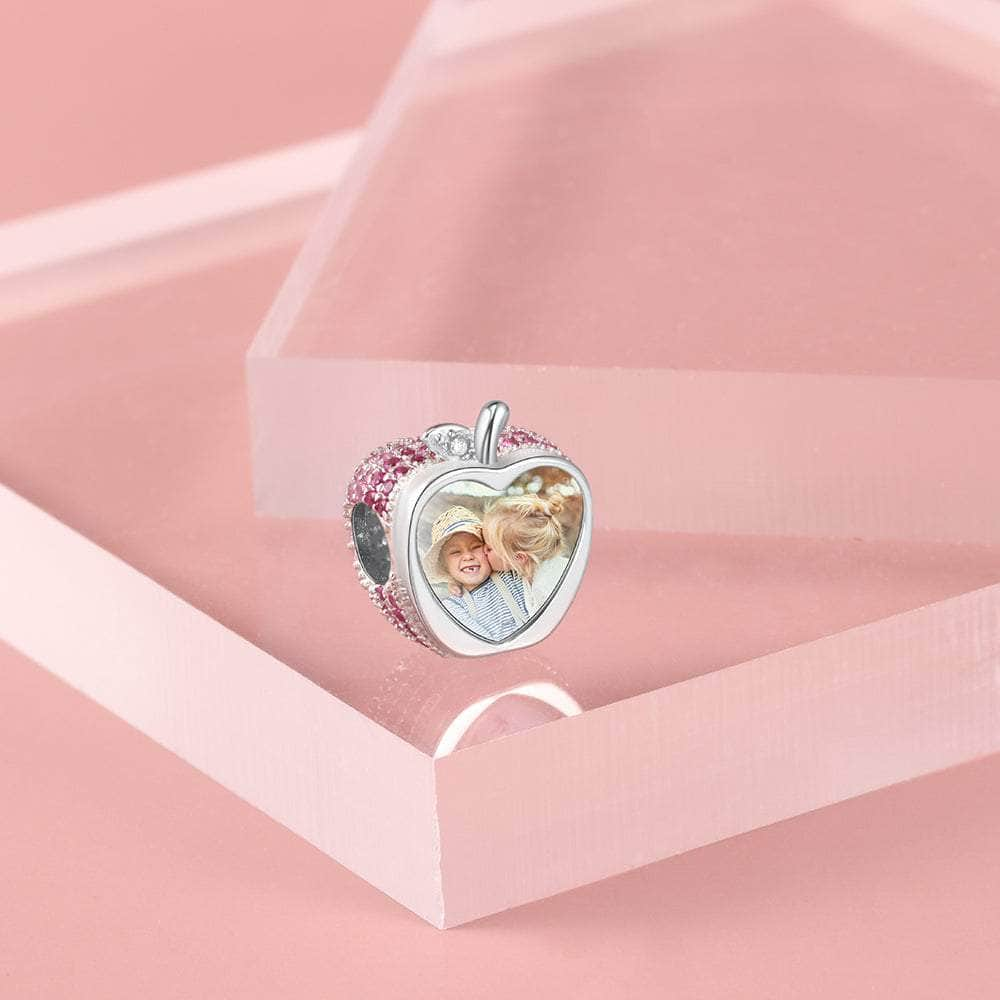 jewelaus CHARMS 925 Sterling Silver Custom Photo Apple Charm