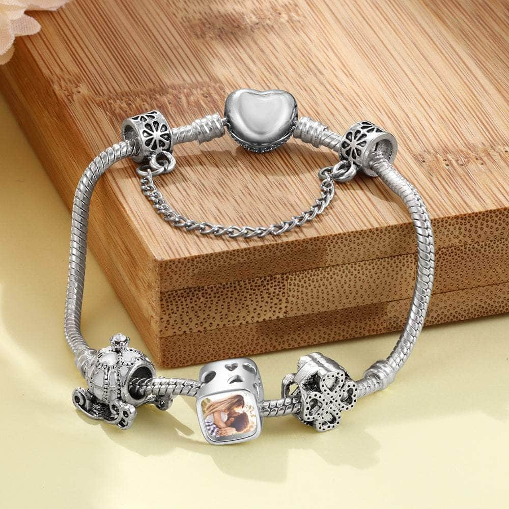 jewelaus CHARMS 925 Sterling Silver Custom Photo Bracelet Charm