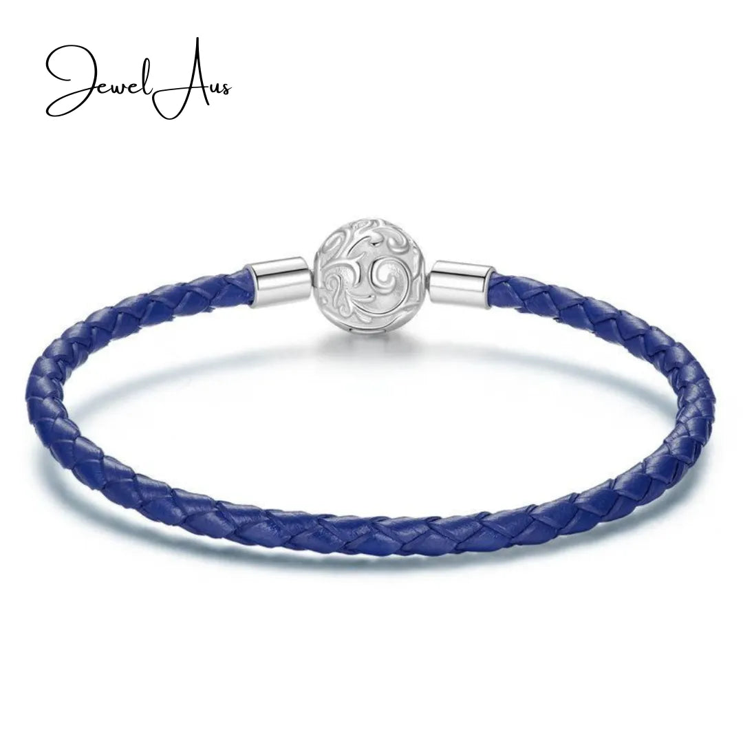 jewelaus CHARMS Blue Swirl Leather Bracelet
