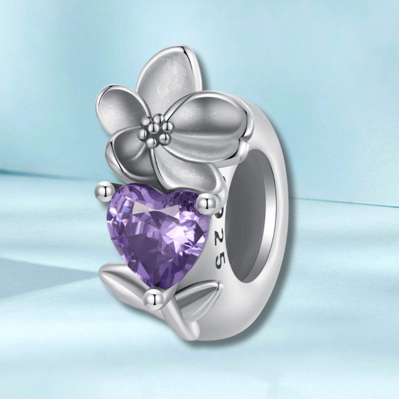 jewelaus CHARMS February Birthstone Flower Stopper Charm