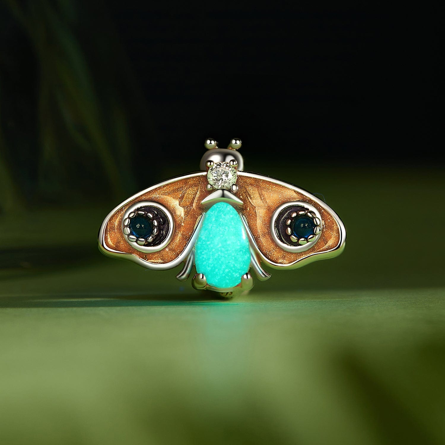 jewelaus CHARMS Glowing Brown Moth Charm
