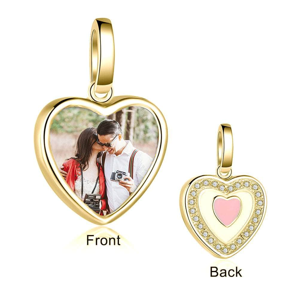 jewelaus CHARMS Gold Plated Sterling Silver Heart Photo Pendant