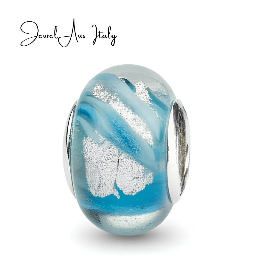 jewelaus CHARMS Italian Blue Ice Murano Glass Charm