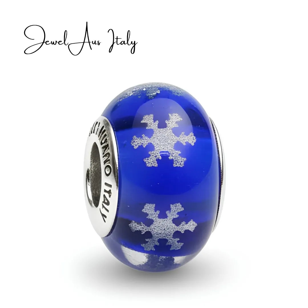 jewelaus CHARMS Italian Blue snow Murano Glass Charm