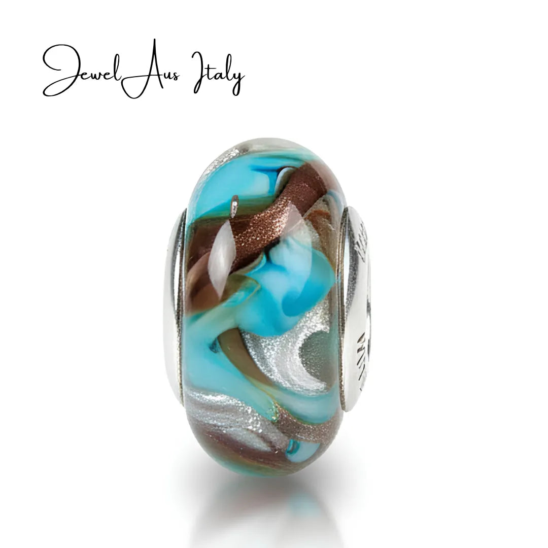 jewelaus CHARMS Italian Blue Swirl Murano Glass Charm