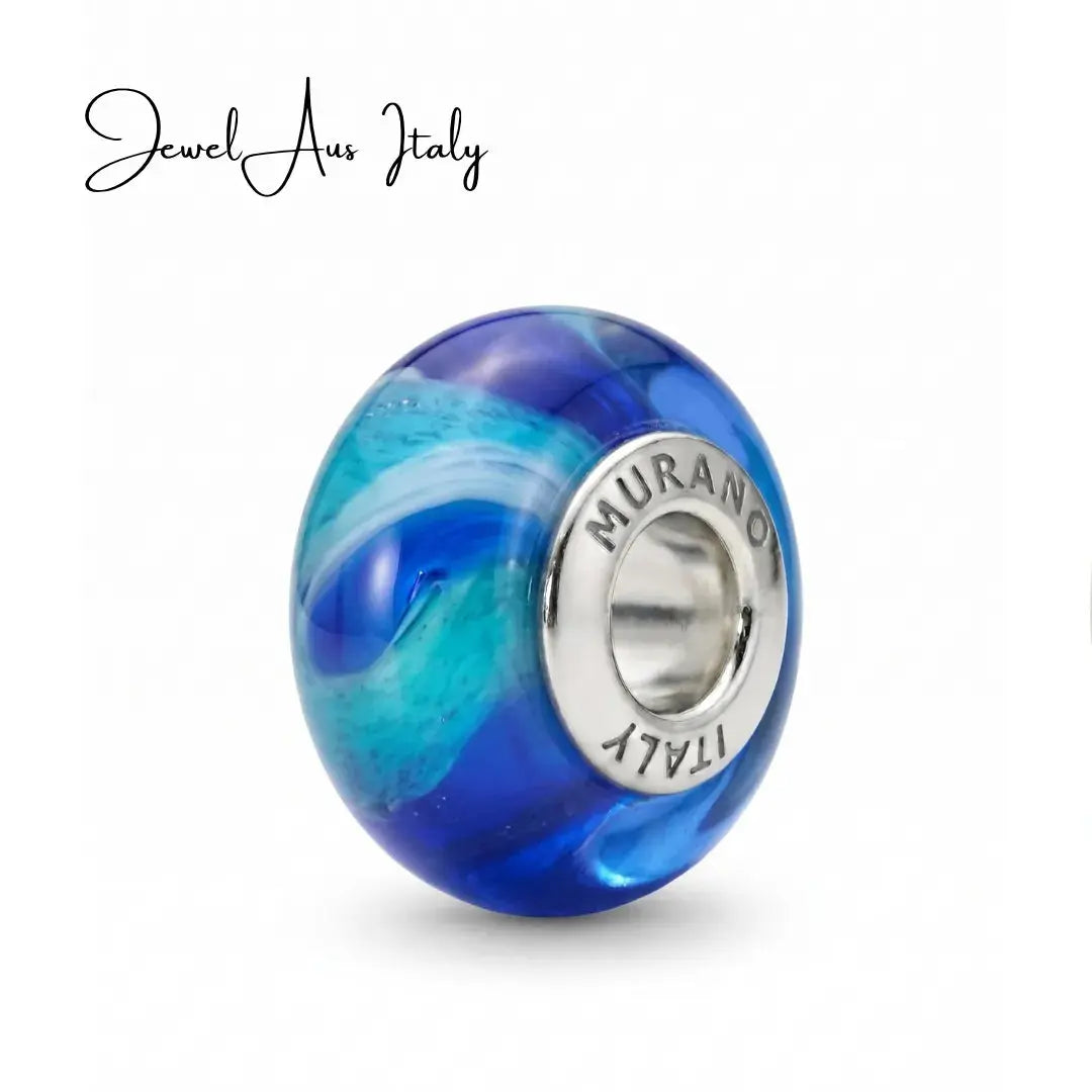 jewelaus CHARMS Italian Blue Wave Murano Glass Charm