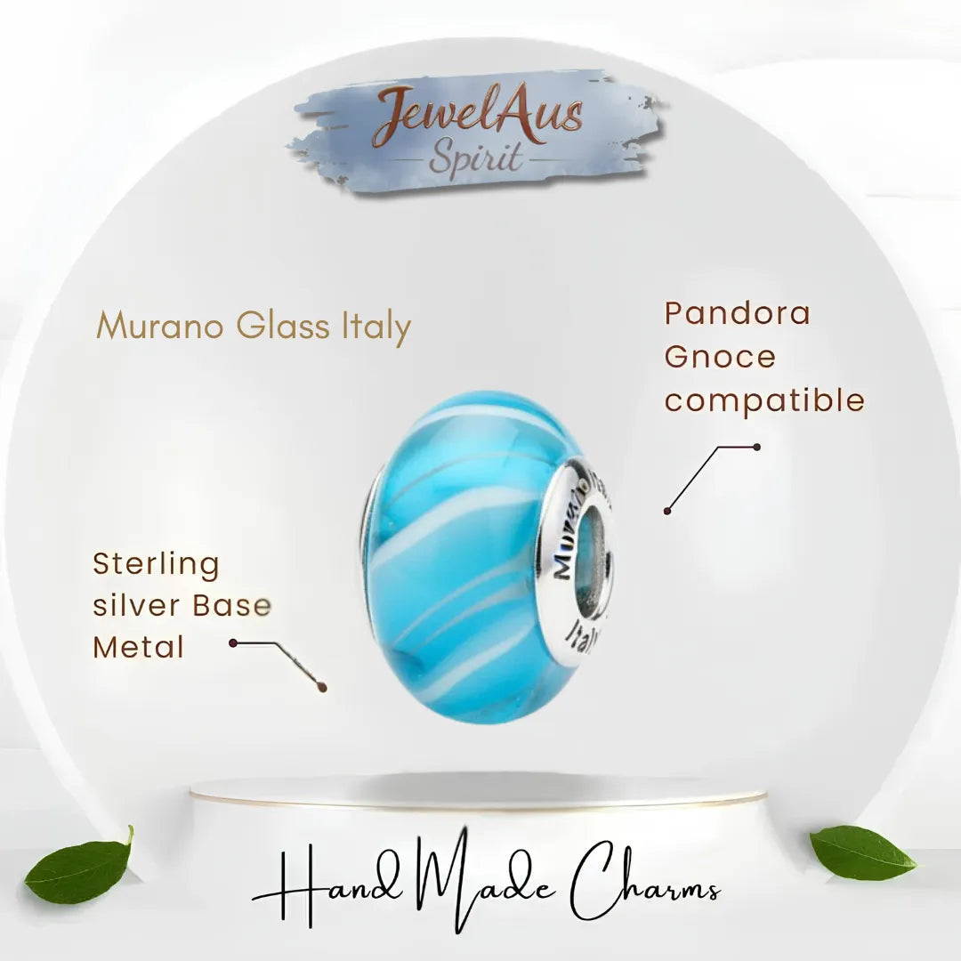 jewelaus CHARMS Italian Blue wind Murano Glass Charm