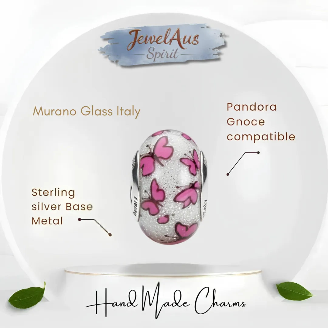 jewelaus CHARMS Italian Butterfly Murano Glass Charm