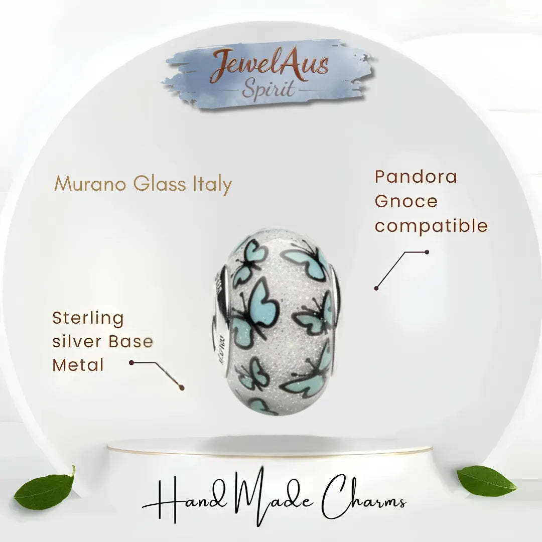 jewelaus CHARMS Italian Butterfly Murano Glass Charm