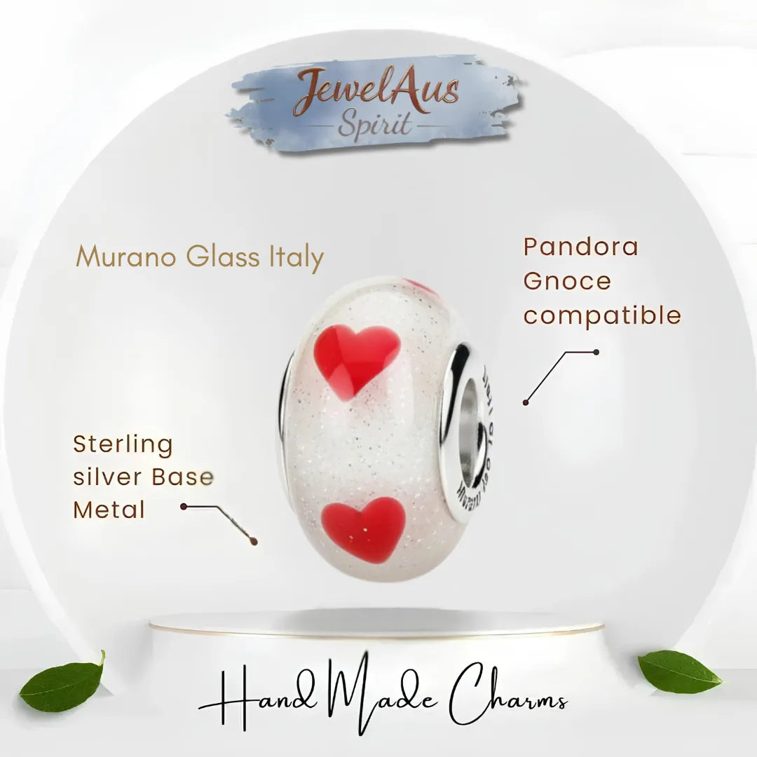 jewelaus CHARMS Italian Heart Murano Glass Charm