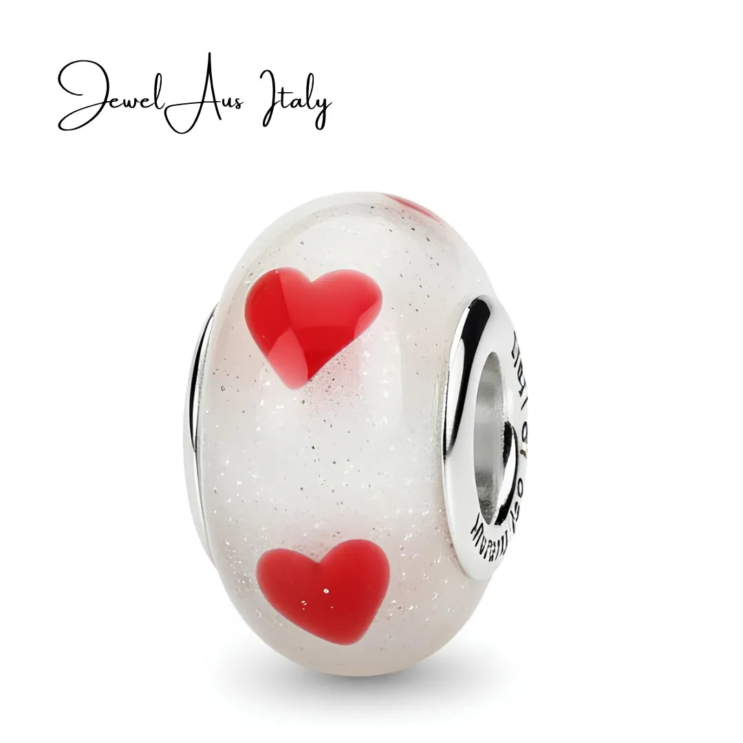 jewelaus CHARMS Italian Heart Murano Glass Charm