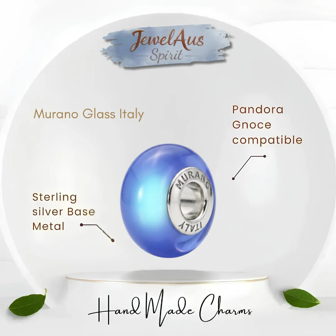 jewelaus CHARMS Italian Misty Blue Murano Glass Charm