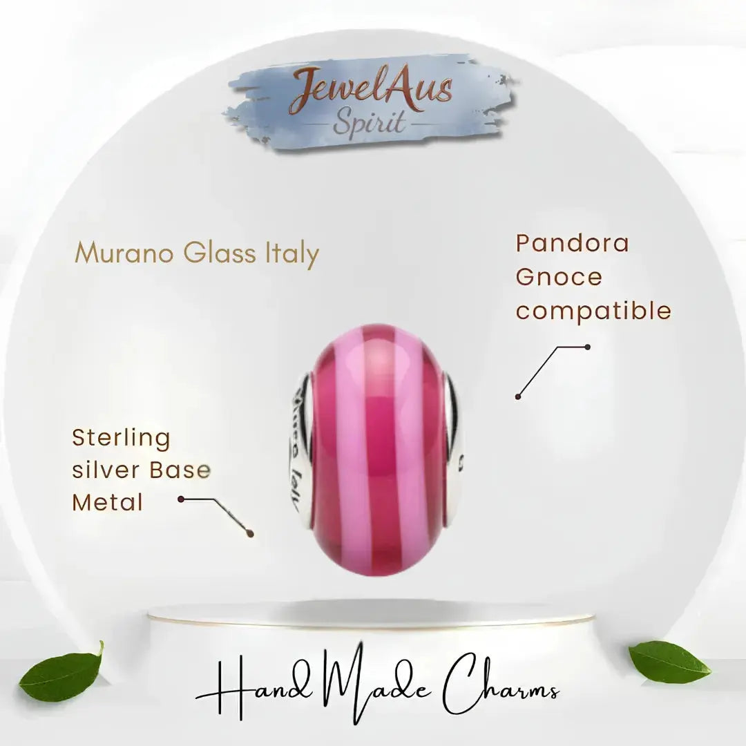 jewelaus CHARMS Italian Pink Lollipop Murano Glass Charm