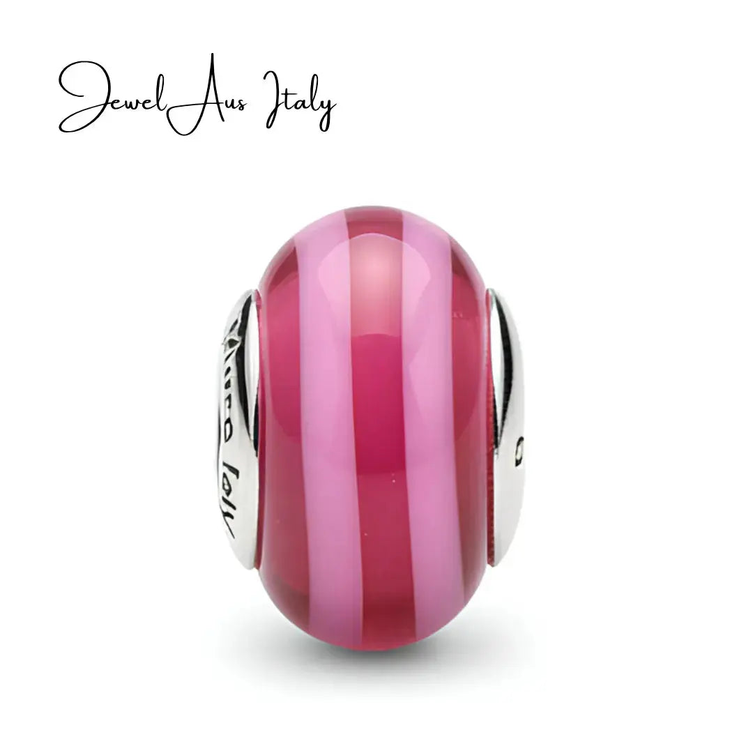 jewelaus CHARMS Italian Pink Lollipop Murano Glass Charm
