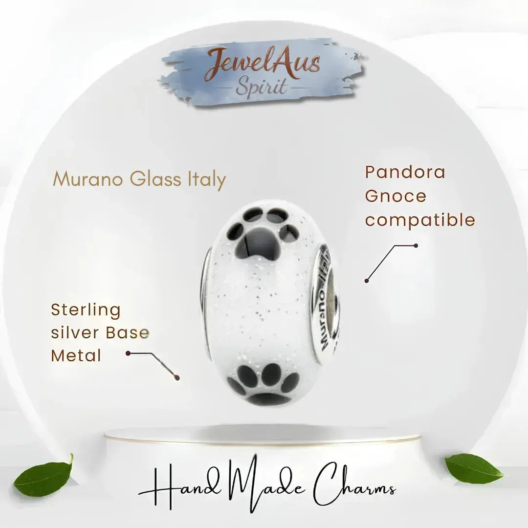 jewelaus CHARMS Italian Puppy Paw Murano Glass Charm