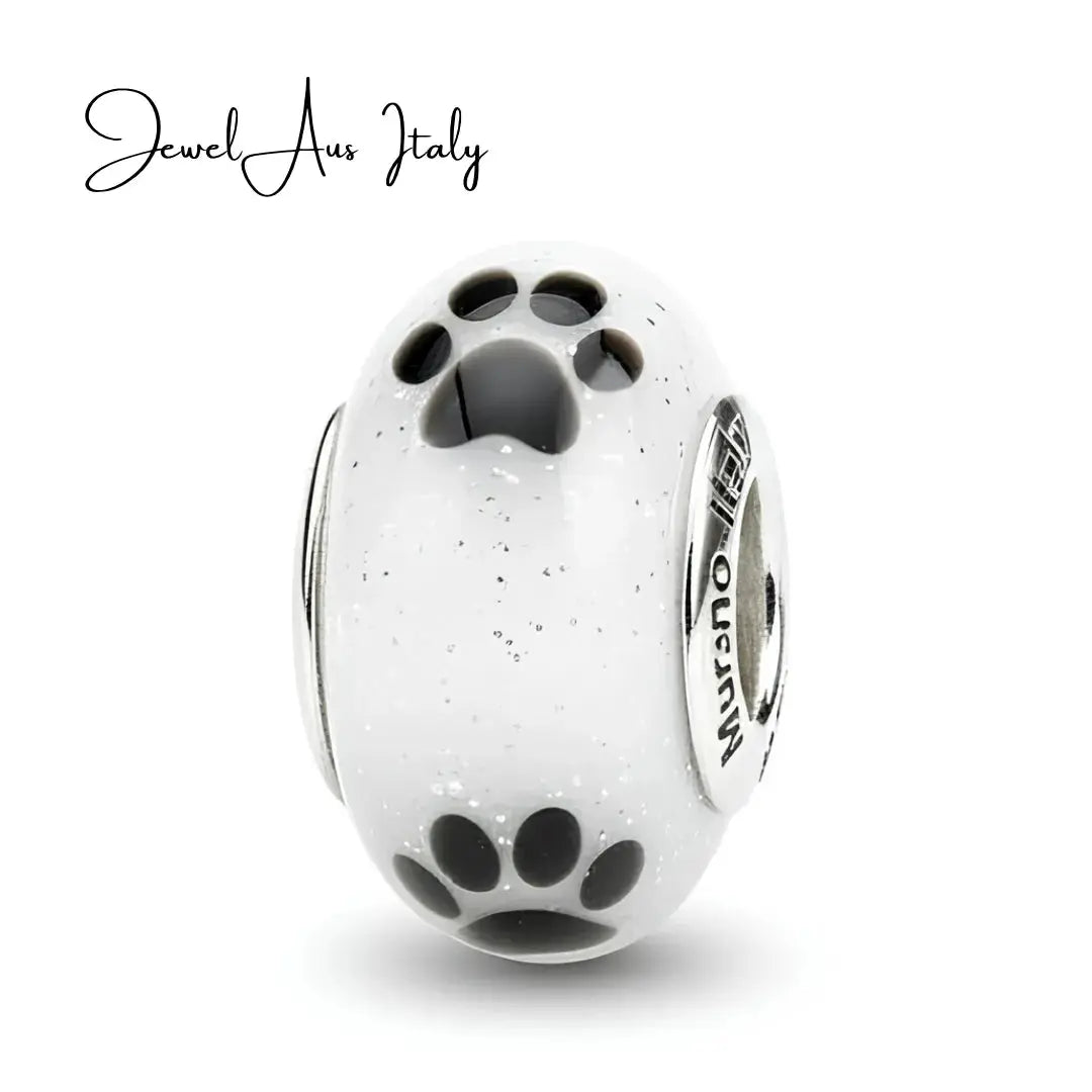 jewelaus CHARMS Italian Puppy Paw Murano Glass Charm