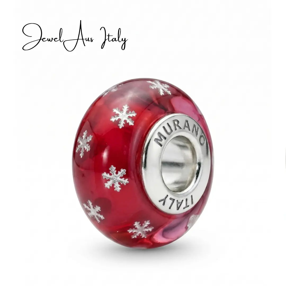 jewelaus CHARMS Italian Red Snow Murano Glass Charm