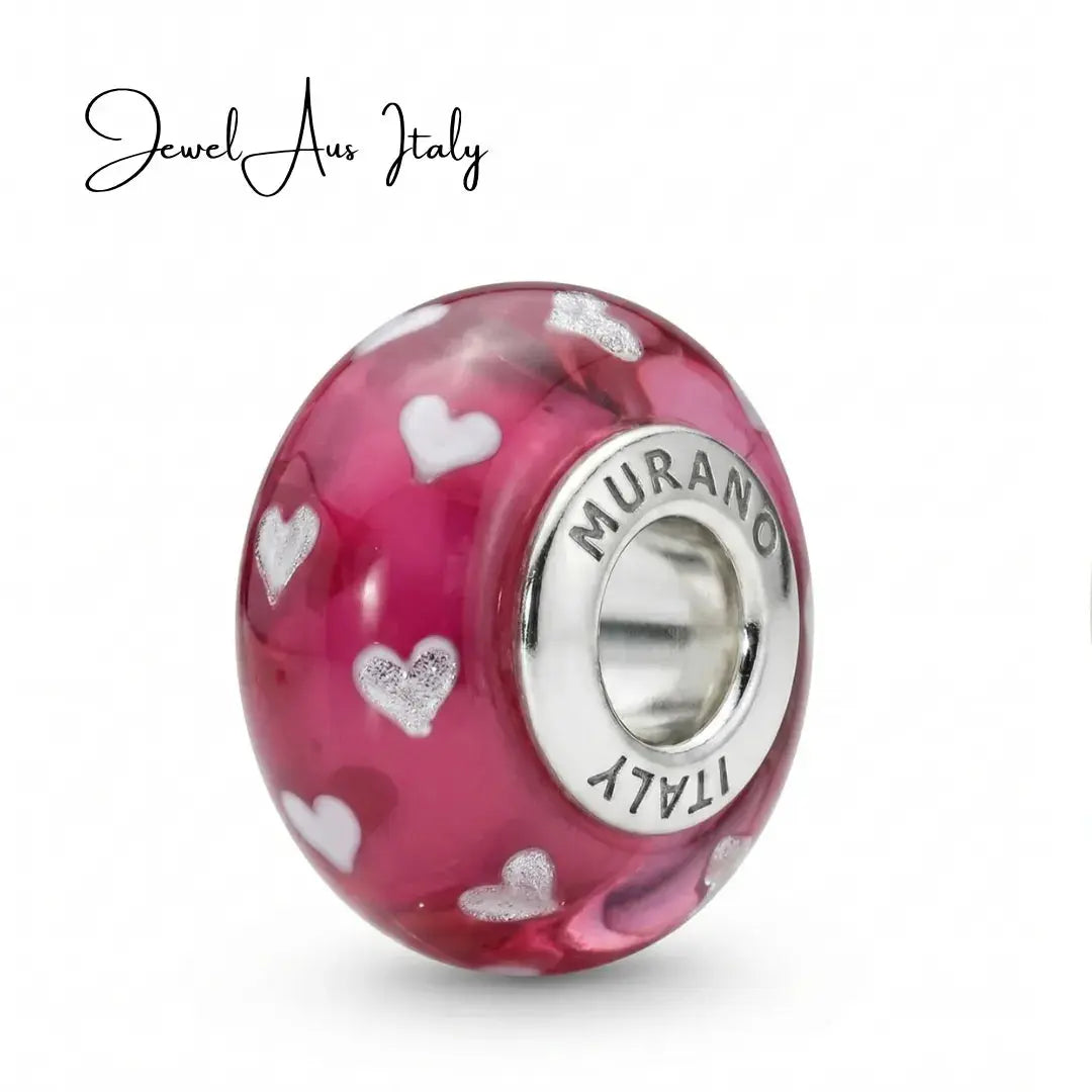 jewelaus CHARMS Italian Silver Heart Murano Glass Charm