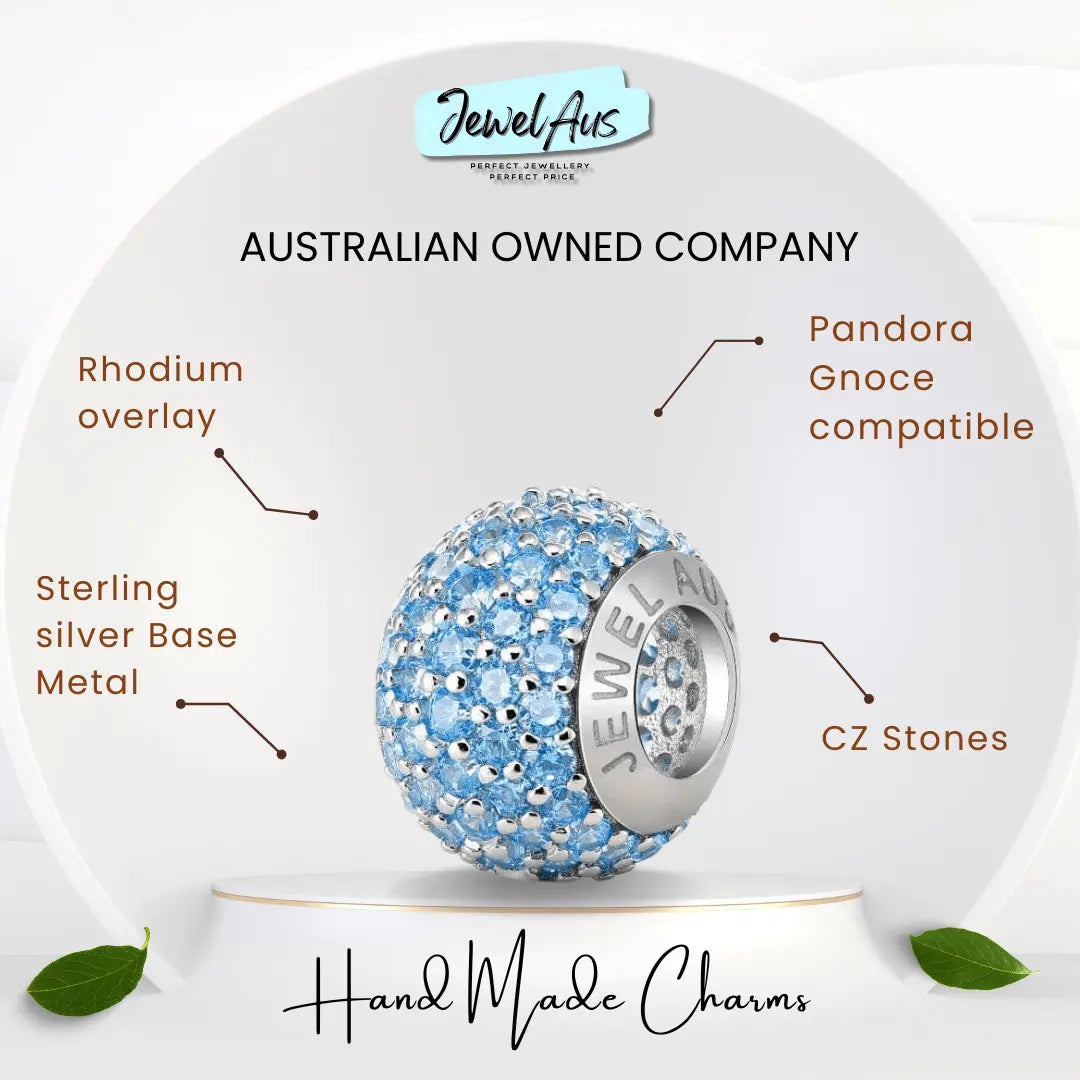 jewelaus CHARMS Light Blue Pave Charm