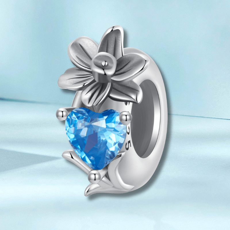 jewelaus CHARMS March Birthstone Flower Stopper Charm