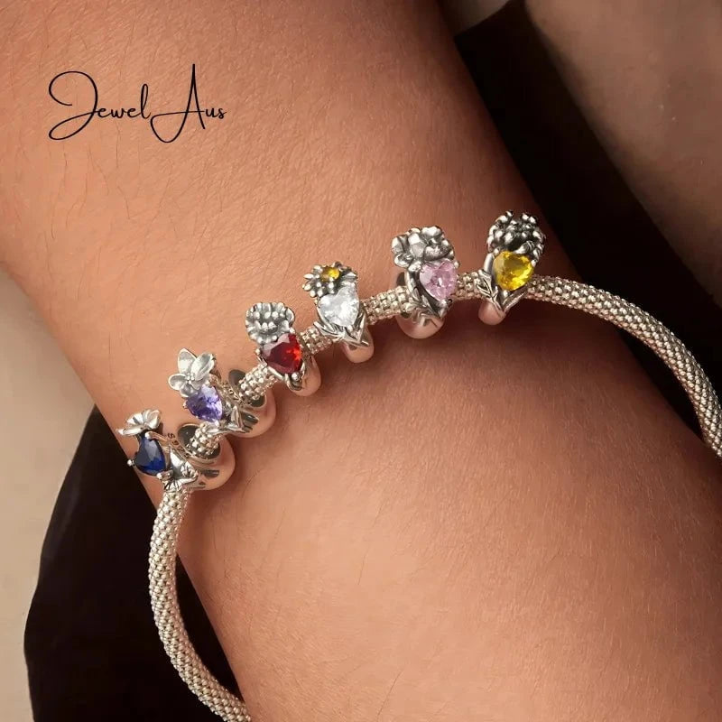 jewelaus CHARMS March Birthstone Flower Stopper Charm
