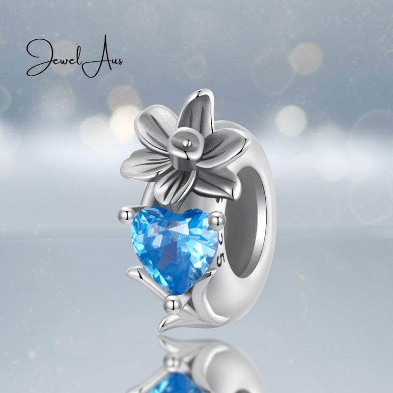 jewelaus CHARMS March Birthstone Flower Stopper Charm